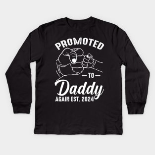 Promoted to Daddy Again 2024 Kids Long Sleeve T-Shirt